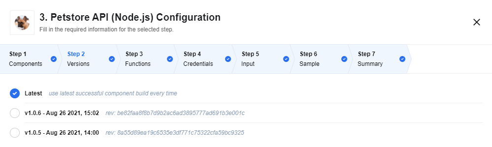 Reduce list of component version