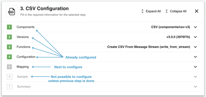 Details of step configuration