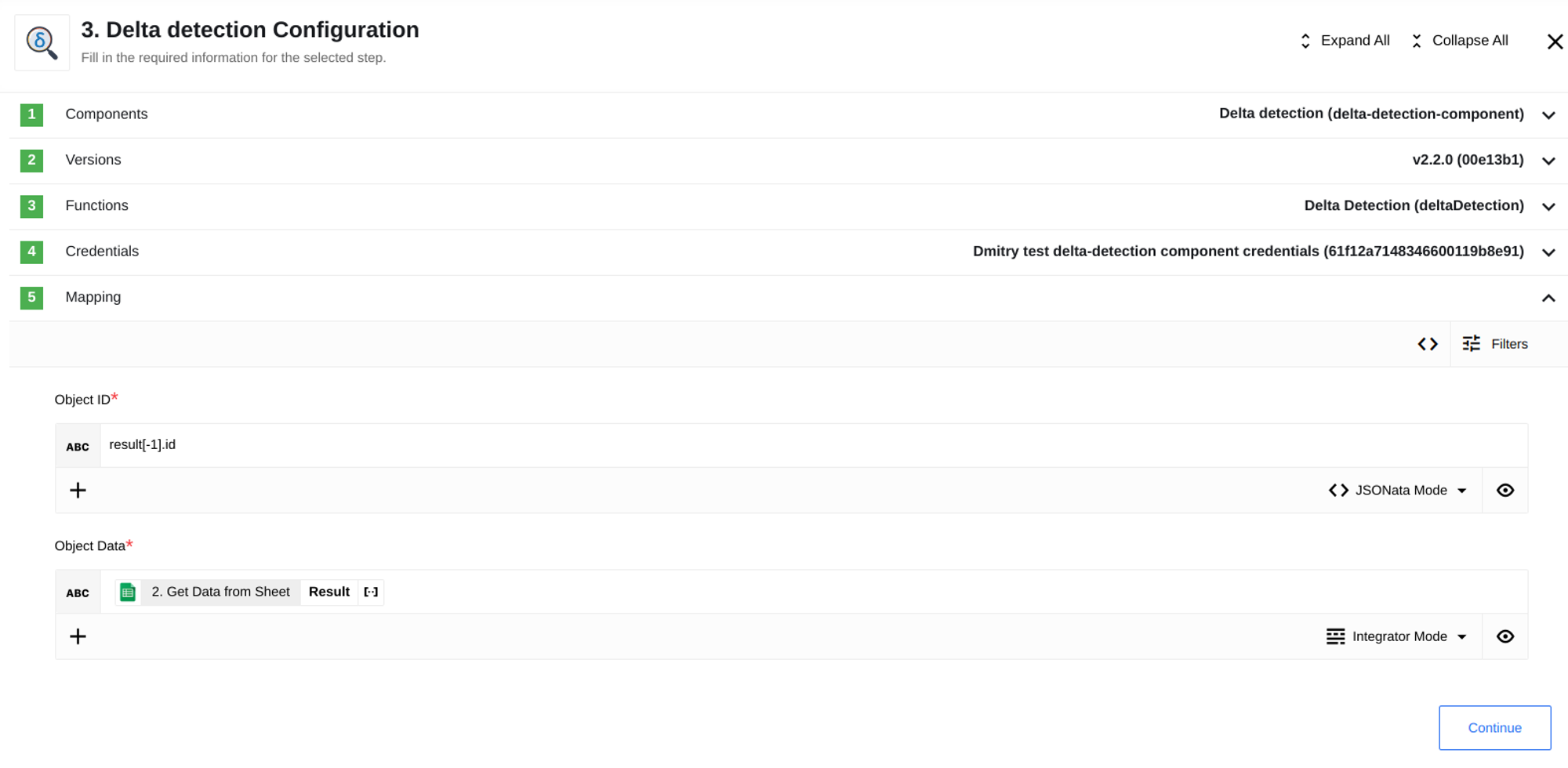 Delta Detection Configuration