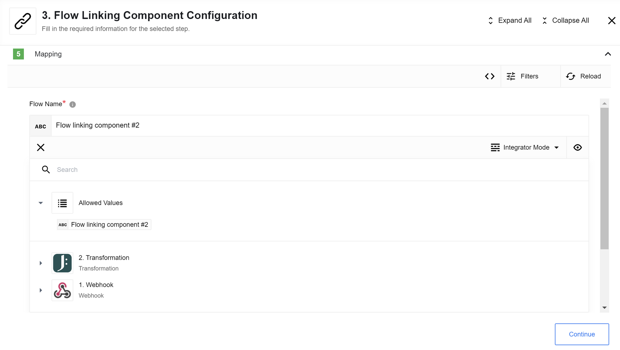 Flow Linking component mapping from the first flow