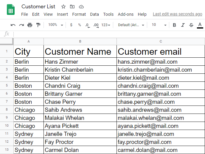 Customer List