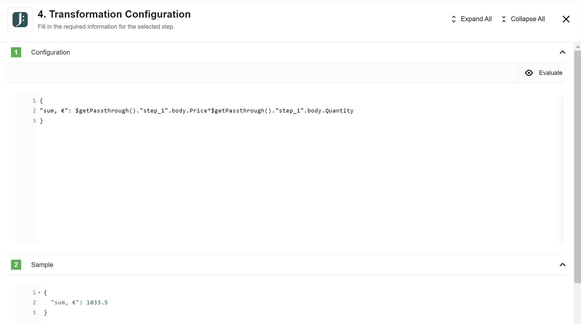 Jsonata configuration