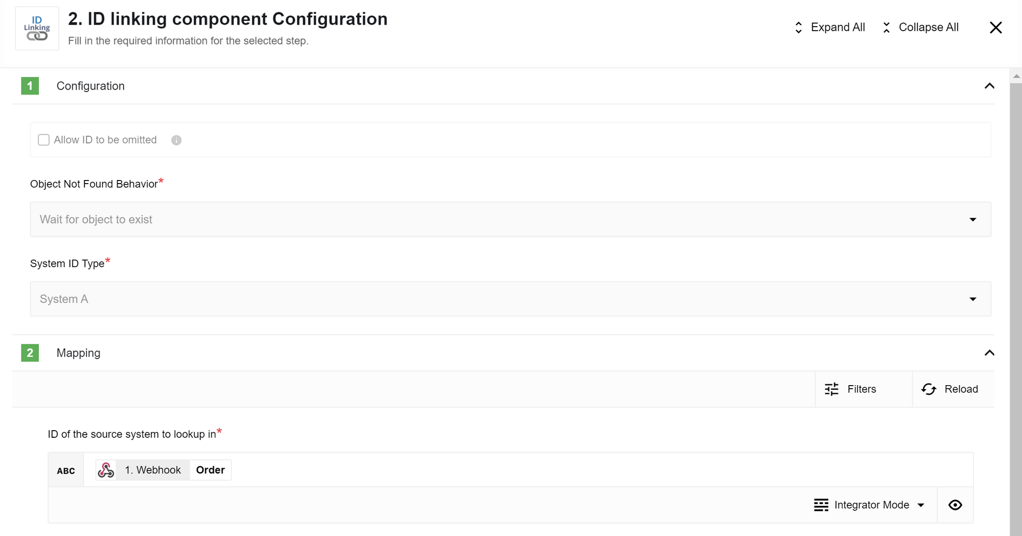 Id Linking configuration