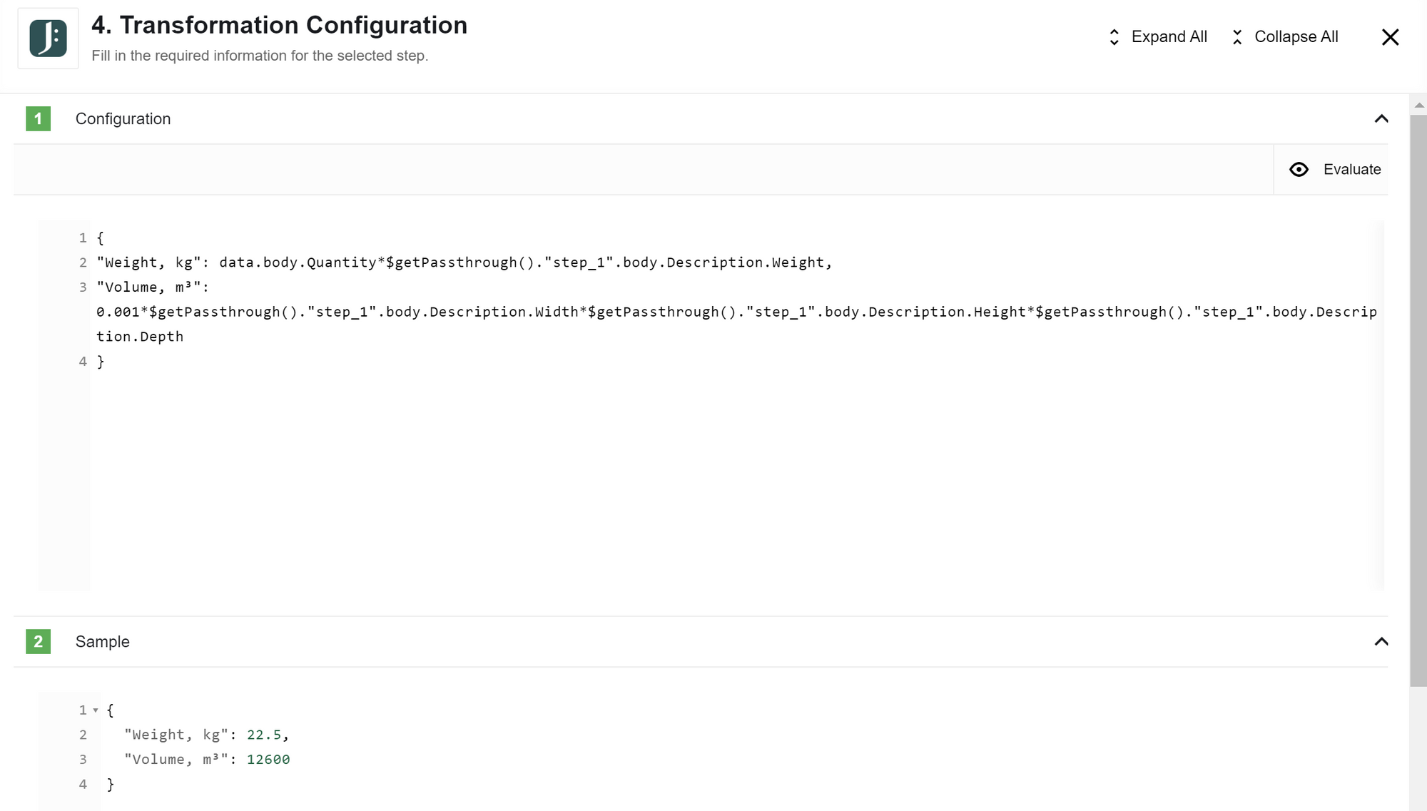 Jsonata configuration