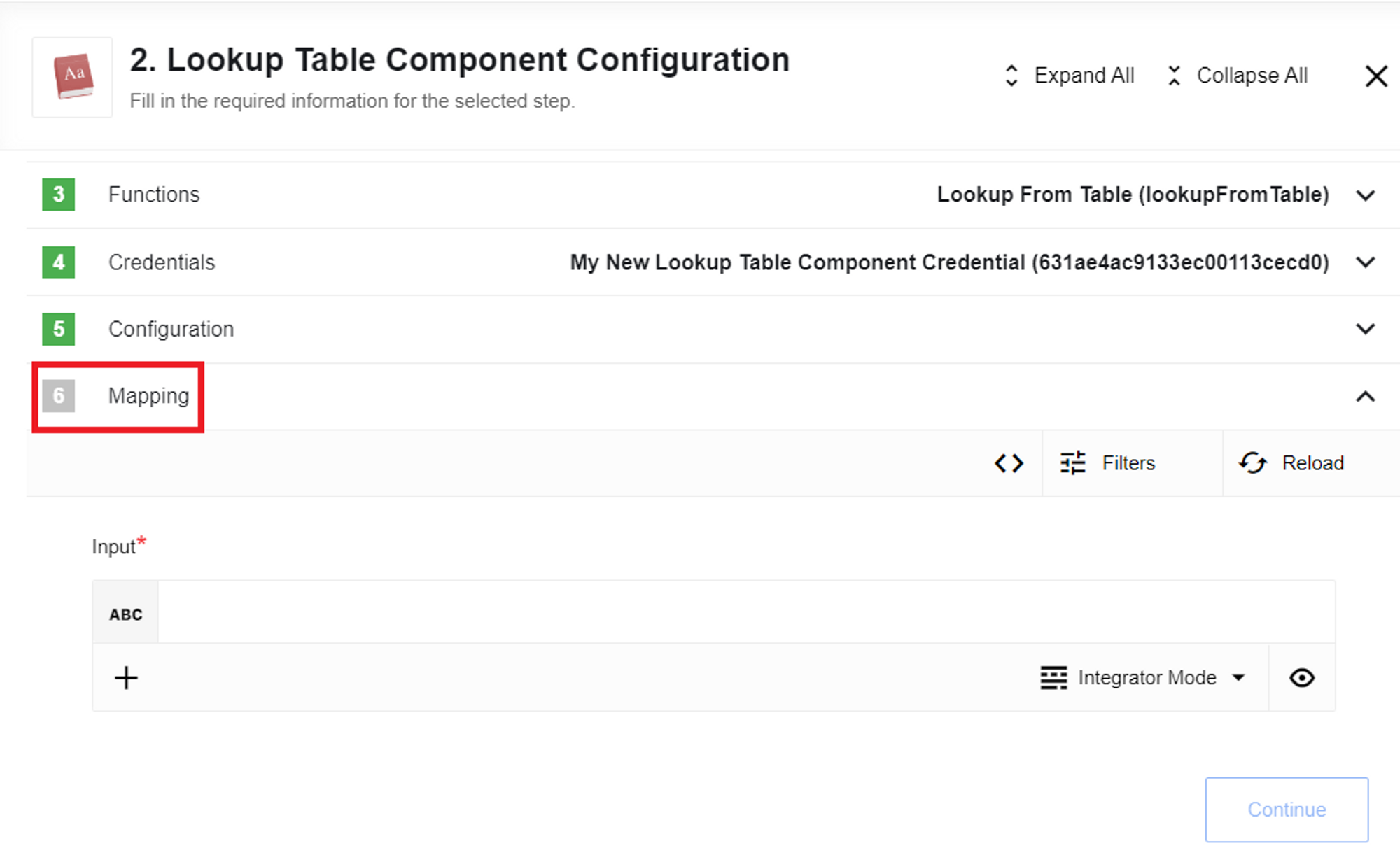 Lookup table mapping