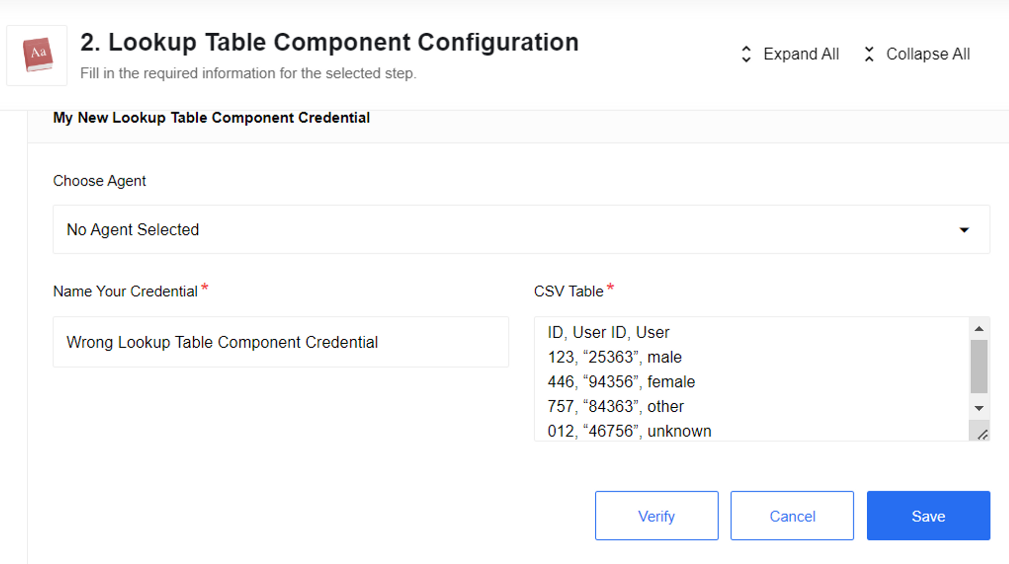 Lookup table text content