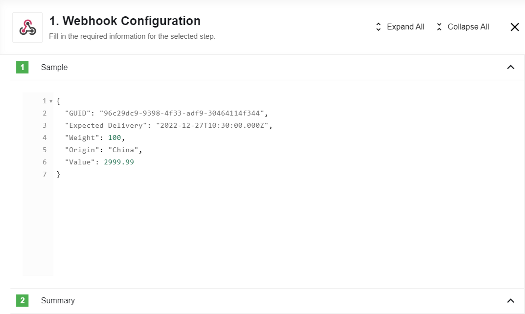 Webhook shipment data