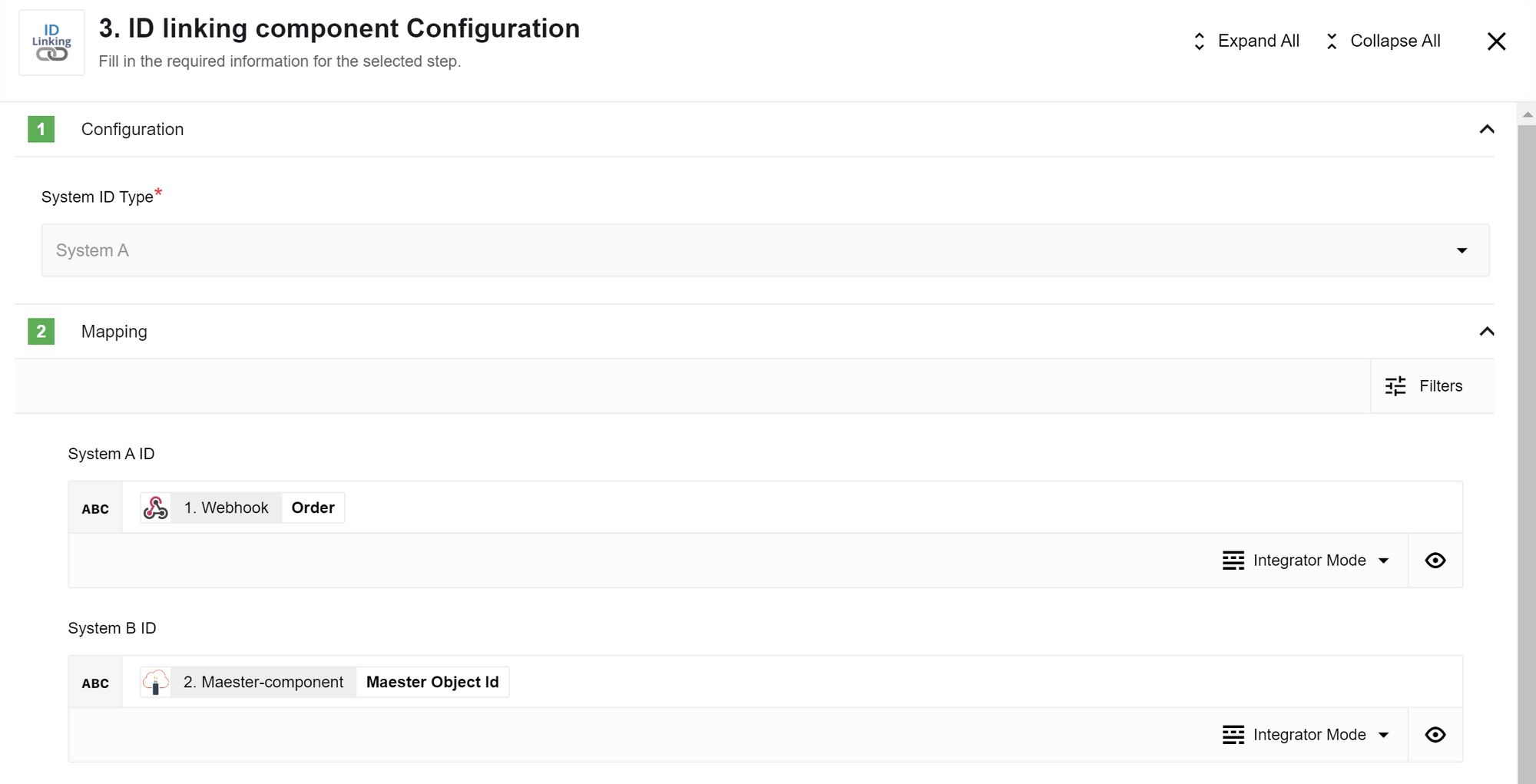 First flow - id linking configuration