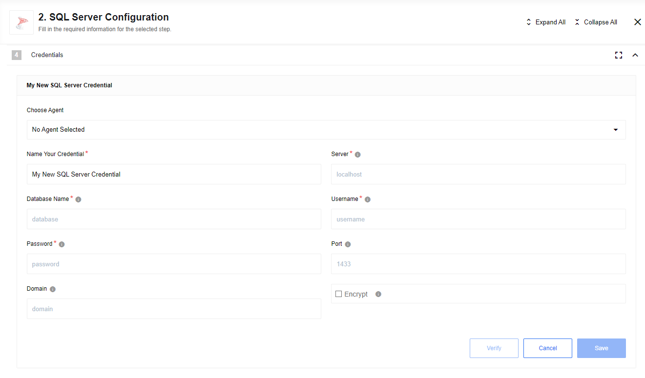 Properties to configure a connection