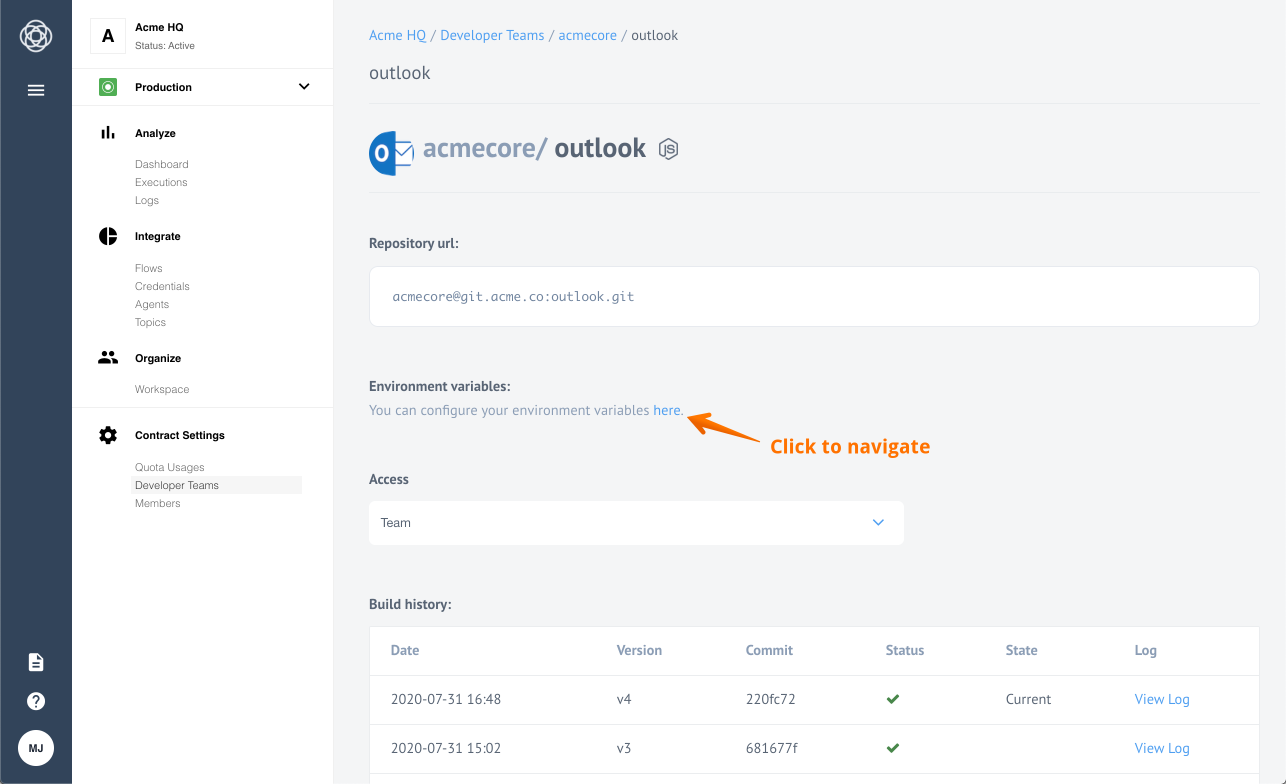 Navigate to Outlook component repository.