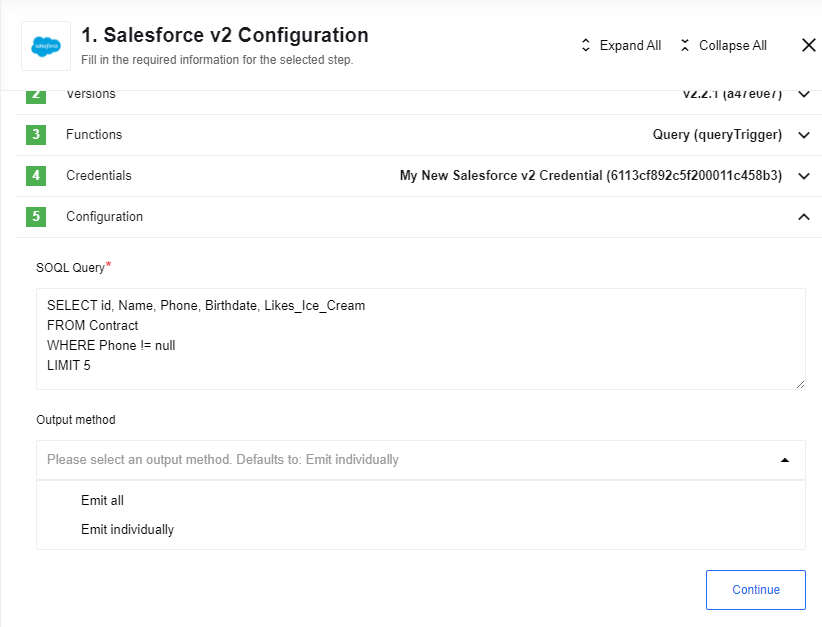 Query trigger - configure input