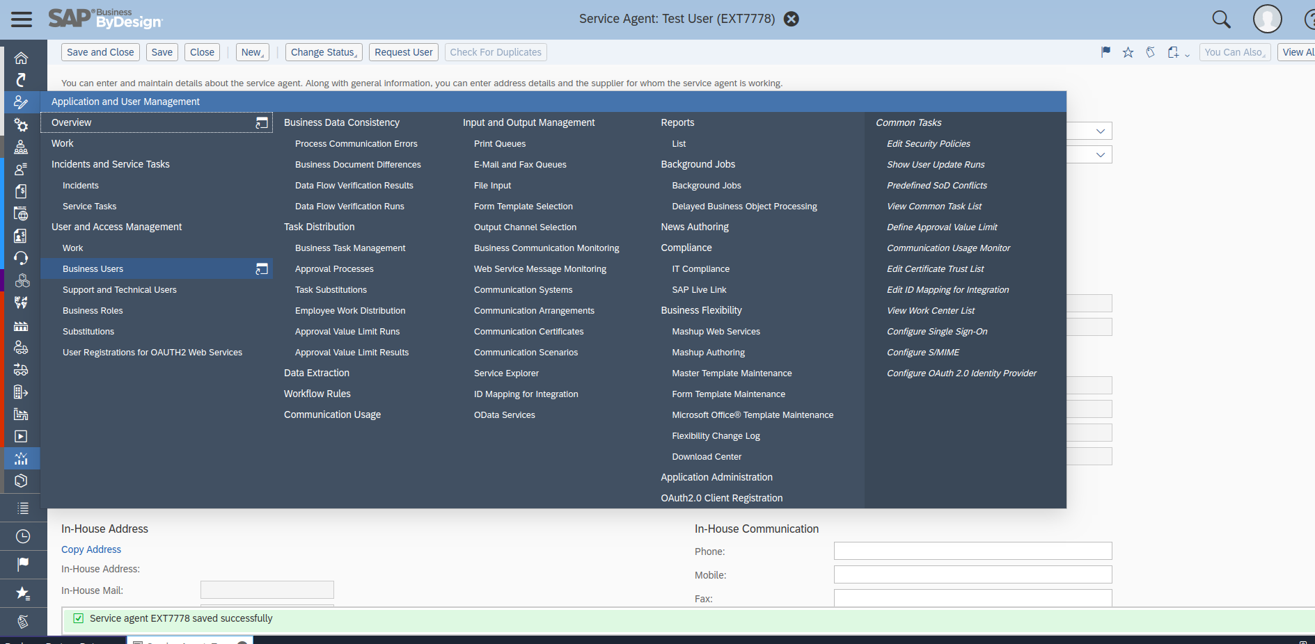 Communication arrangement, select Scenario