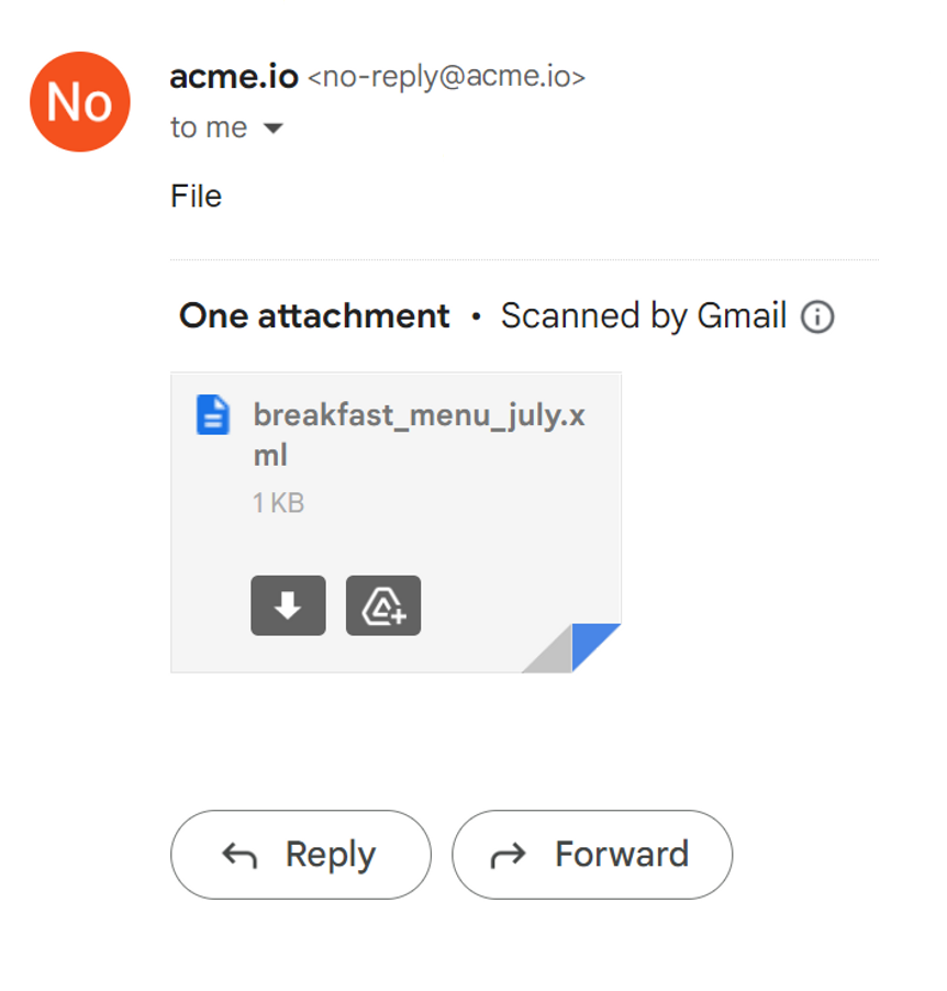 Email with attachment