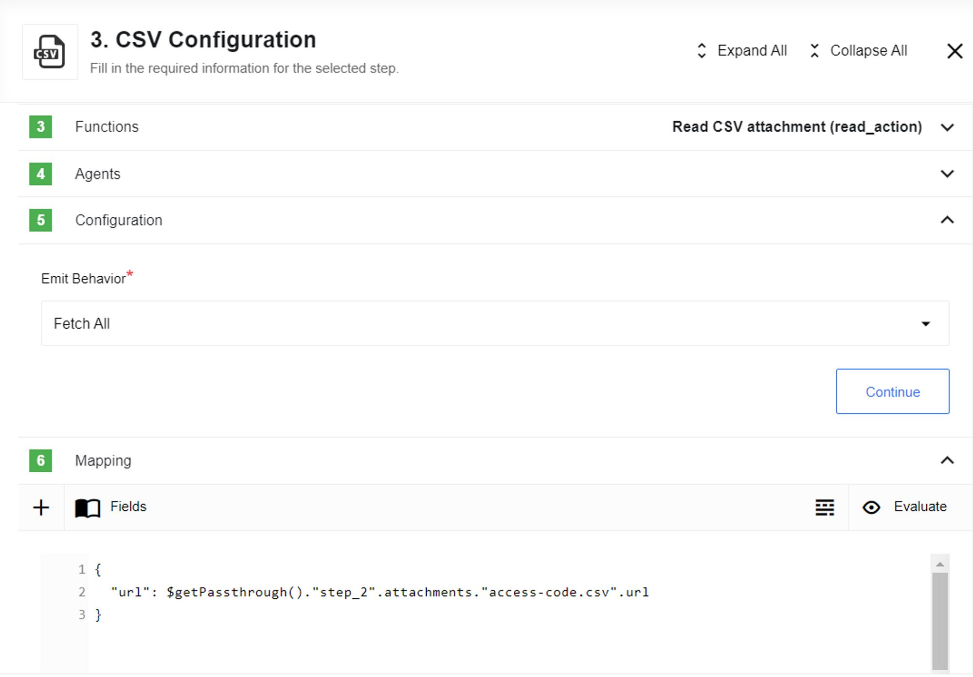 CSV action