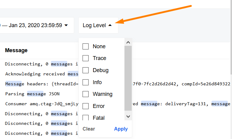 Level log filtering