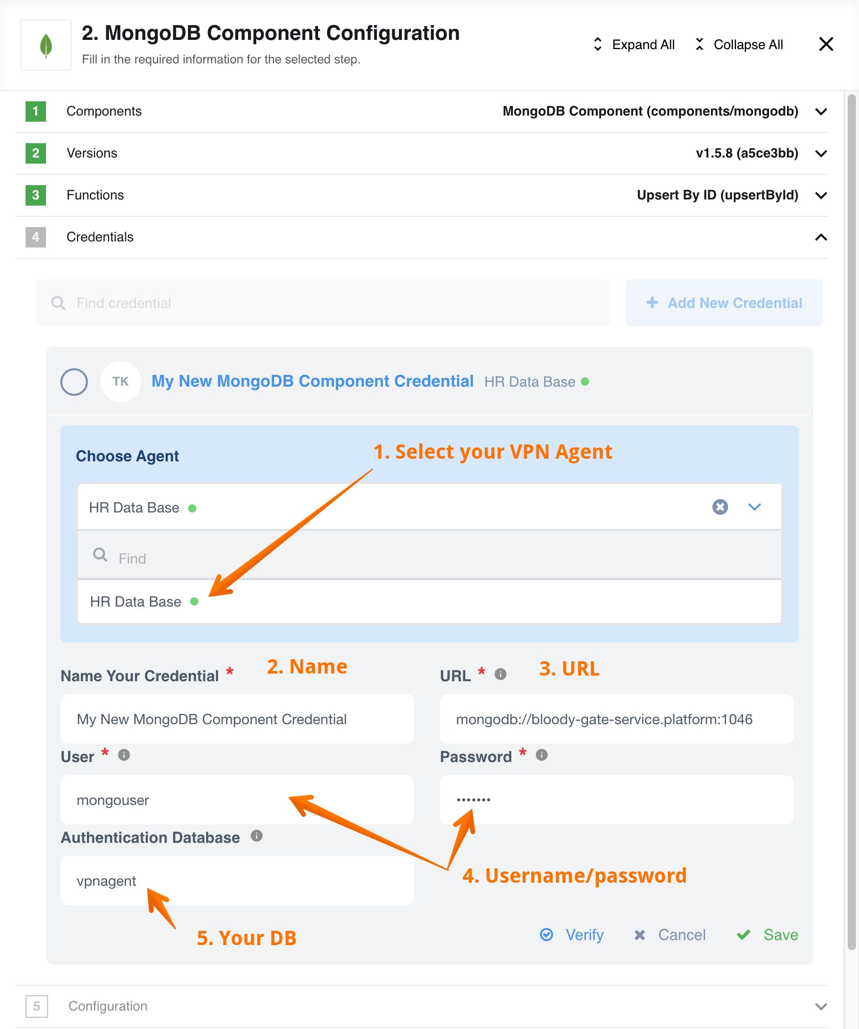 VPN Agent configuring the credentials