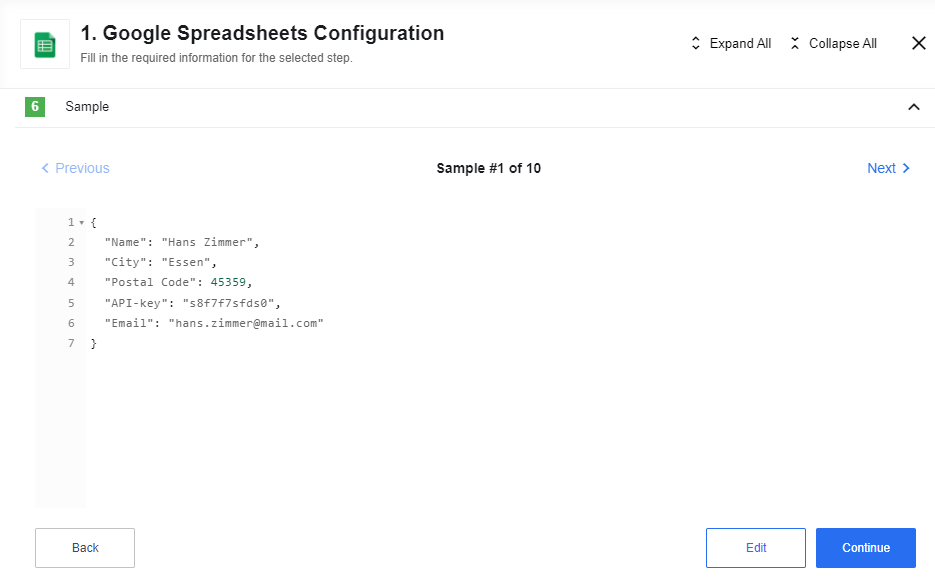 Gspreadsheet Sample