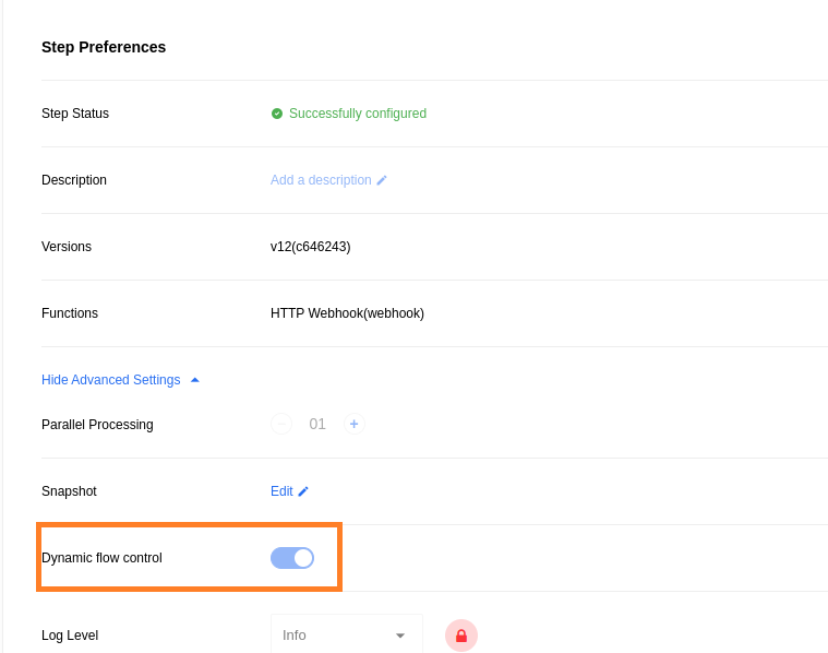 Disable Dynamic Flow Control via UI